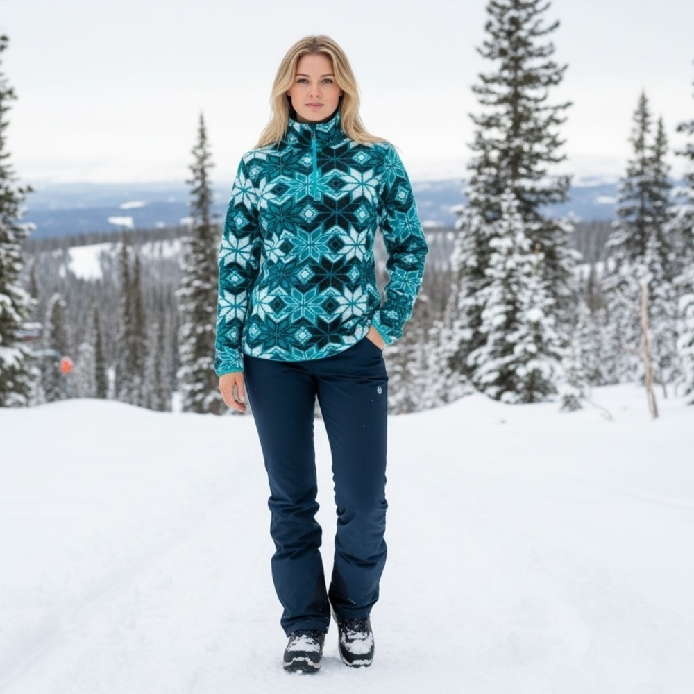 Spyder Nordic Print Teal Ski Sweater Jacket size 6